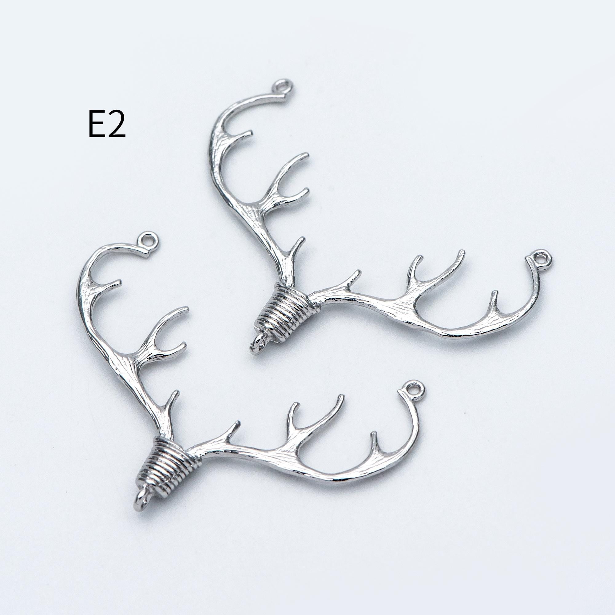 4pcs Gold/ Silver Tone Deer horn Connector, 18K Gold/ Rhodium plated Brass, Deer Horn Antlers Connector Charms (GB-427)